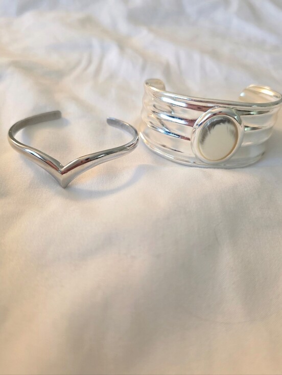 Jewelry - 2 Vintage Avon Silver Open Cuff Bracelet Set - Polished Silver Tone